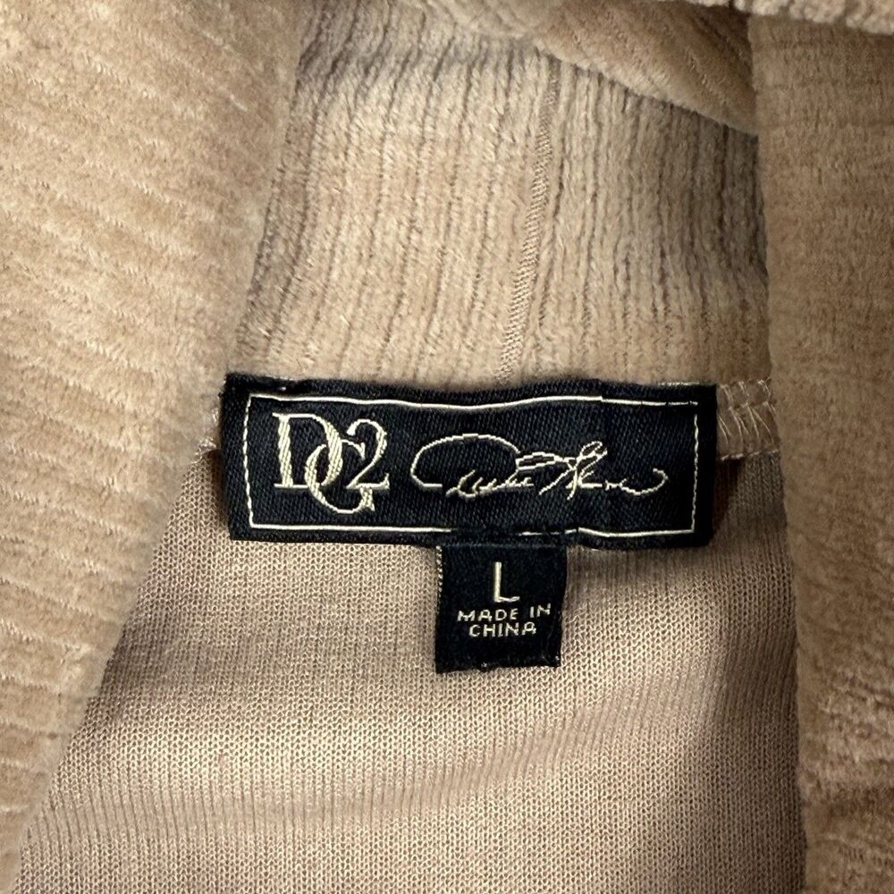 NEW DG2 Diane Gilman Ribbed Cowl Neck Beige Long Sleeve Lounge Top Cozy Large - Picture 7 of 9